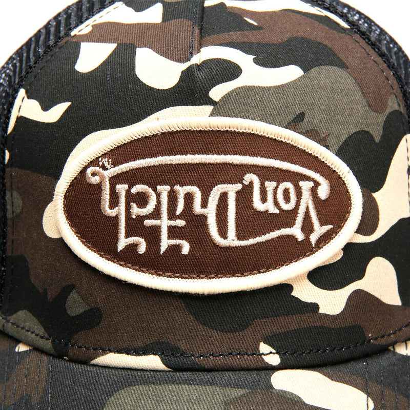 Von Dutch Multi Trucker Casquettes Camo À Bord Marron En Coton