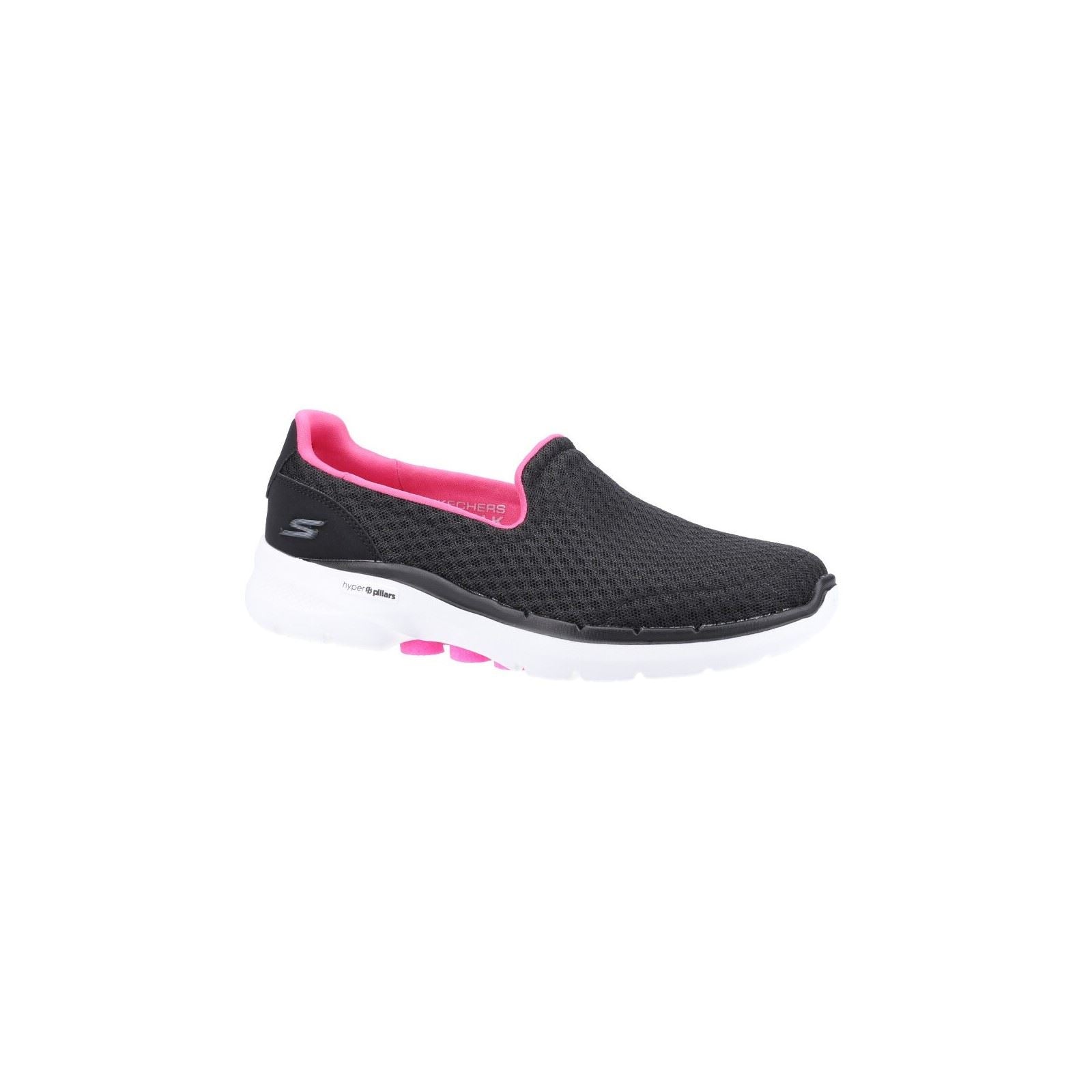 Skechers Go Walk 6 Baskets Pour Femmes En Polyester Noir/Rose Vif.
