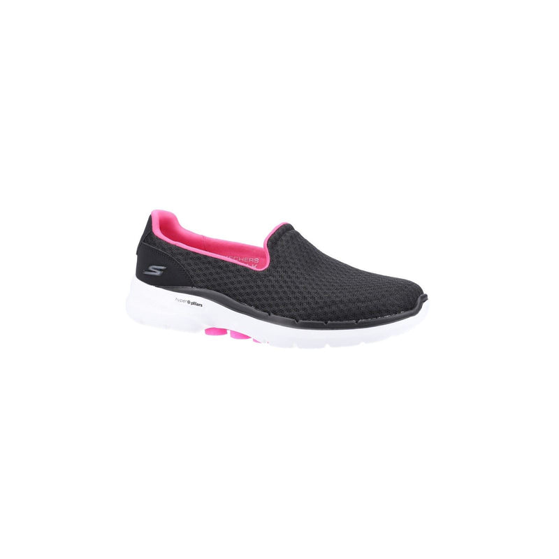Skechers Go Walk 6 Baskets Pour Femmes En Synthétique Noir/Rose Vif.