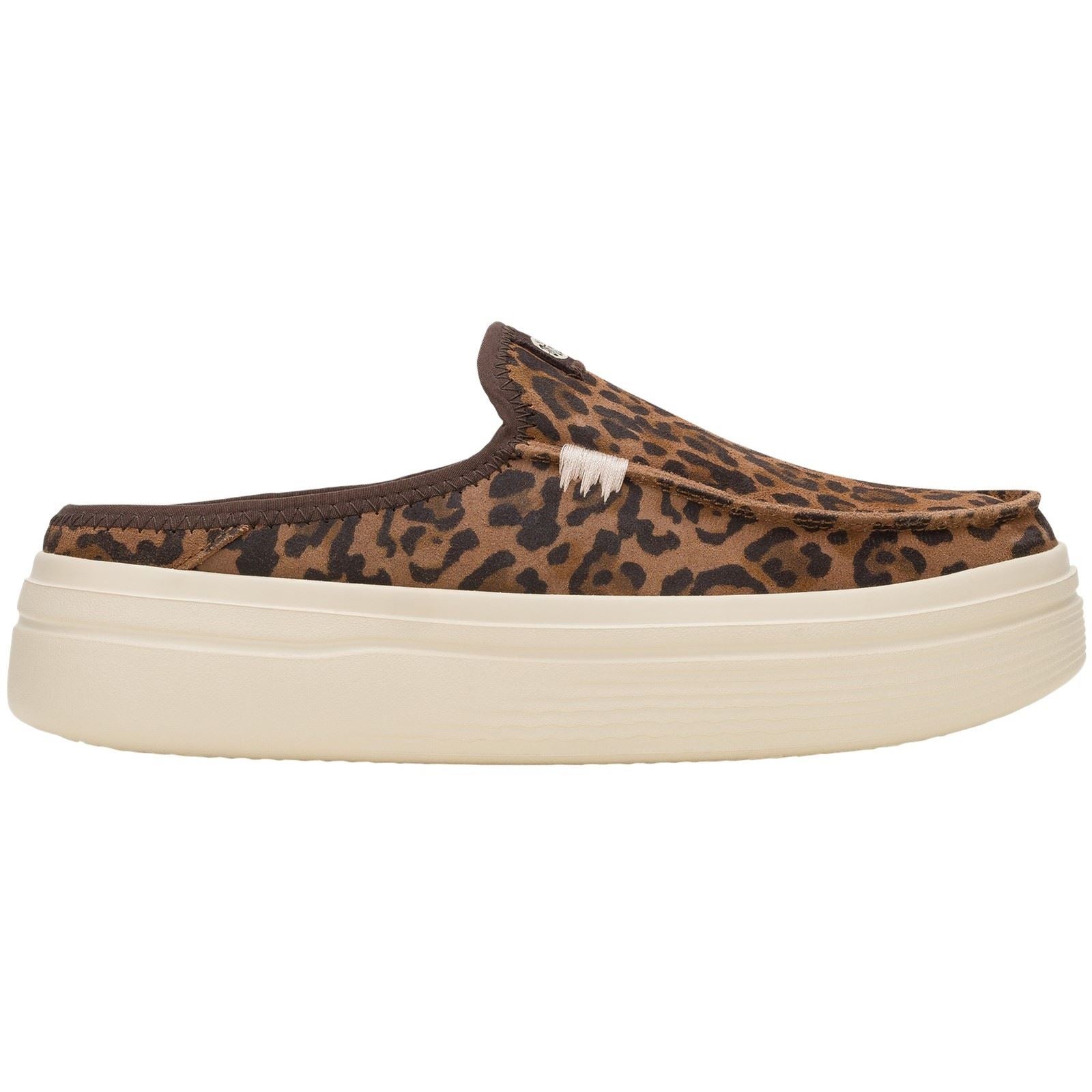 HEYDUDE Austin Lift Classic Mules Léopard Brunes En Cuir Pour Femmes
