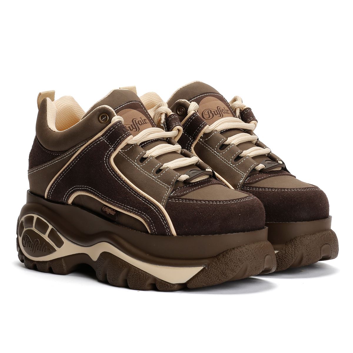 Buffalo 1339-14 Baskets Pour Femmes En Cuir Marron