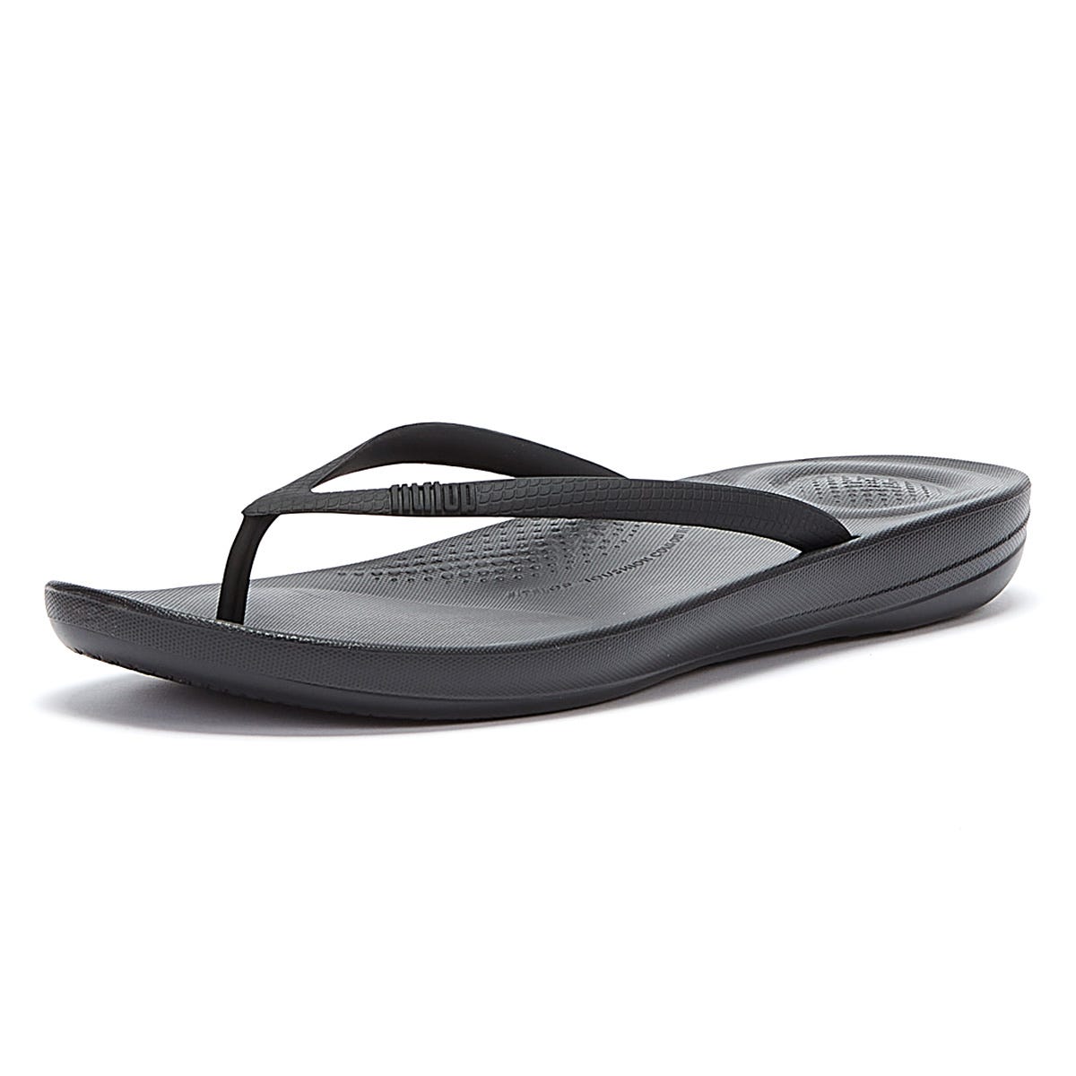 FitFlop Iqushion Tongs ergonomiques pour femmes, entièrement noires