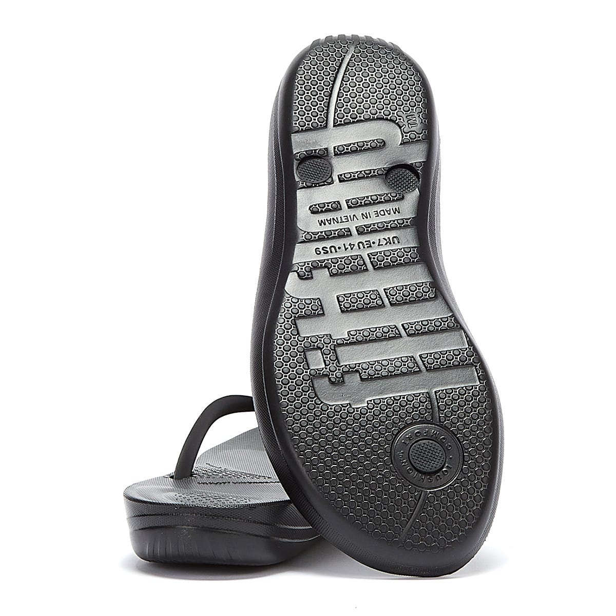 FitFlop Iqushion Tongs ergonomiques pour femmes, entièrement noires