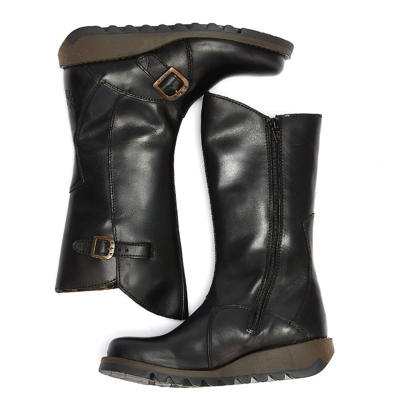 Fly London Mes 2 Bottes Noires En Cuir Pour Femmes