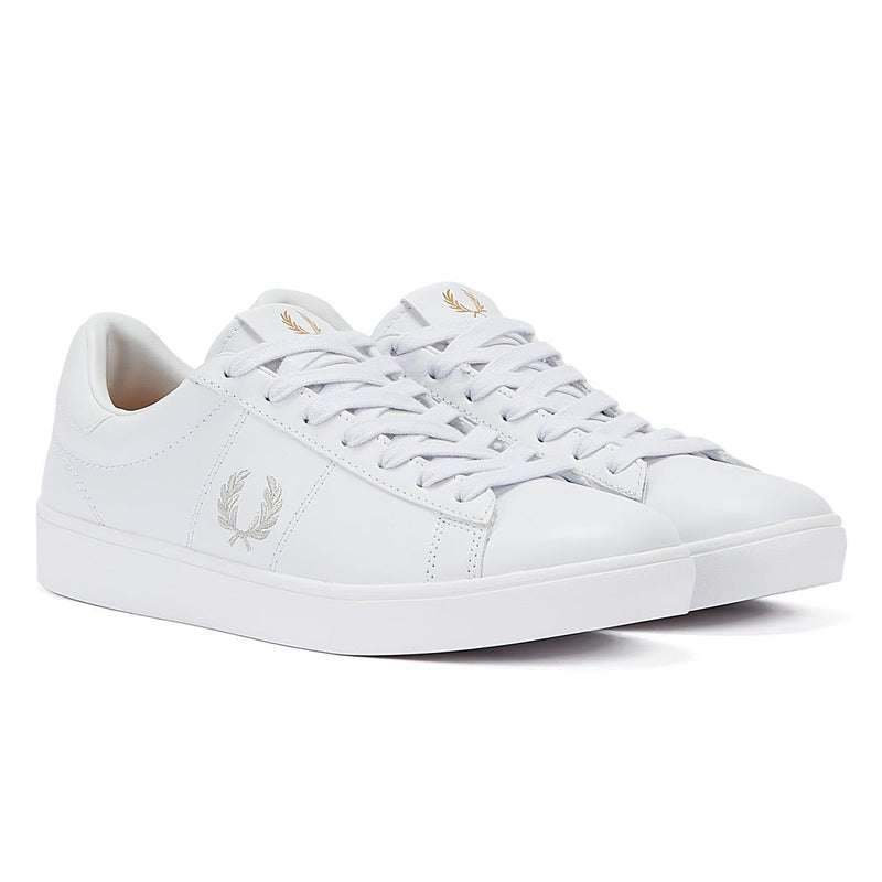 Fred Perry Spencer en cuir pour homme blanc/argent Baskets