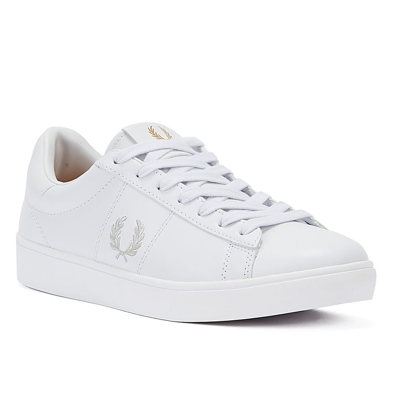 Fred Perry Spencer en cuir pour homme blanc/argent Baskets