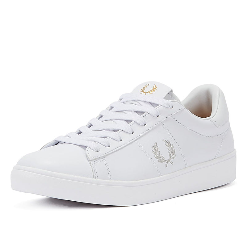 Fred Perry Spencer en cuir pour homme blanc/argent Baskets