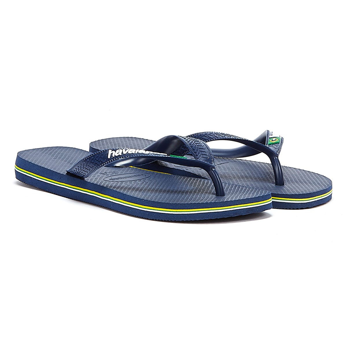 Tongs en caoutchouc bleu marine avec logo Havaianas Brasil