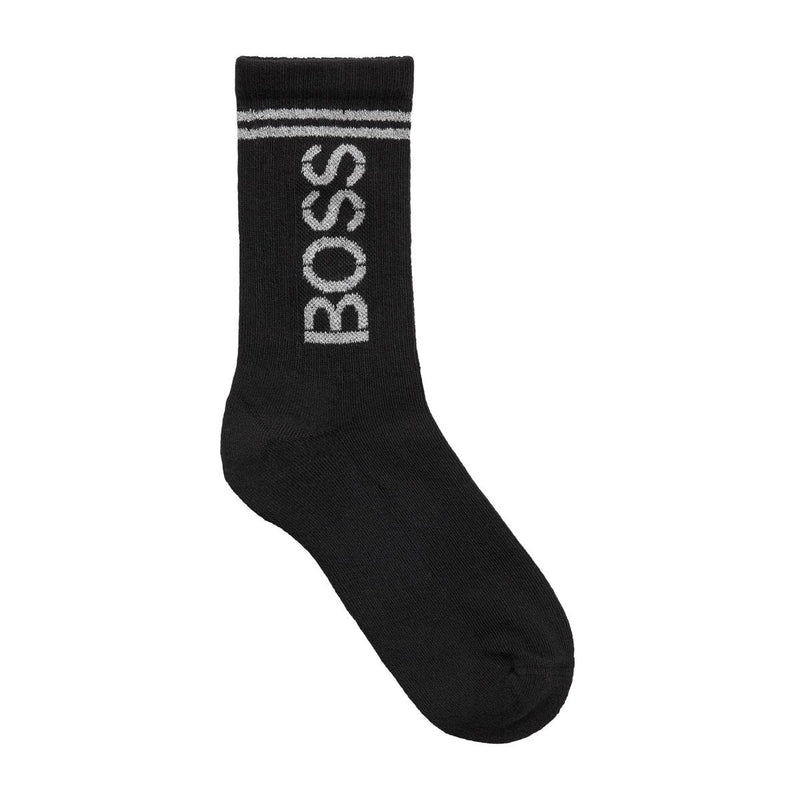 BOSS Rib Shine Logo Mens Black Socks (chaussettes noires)