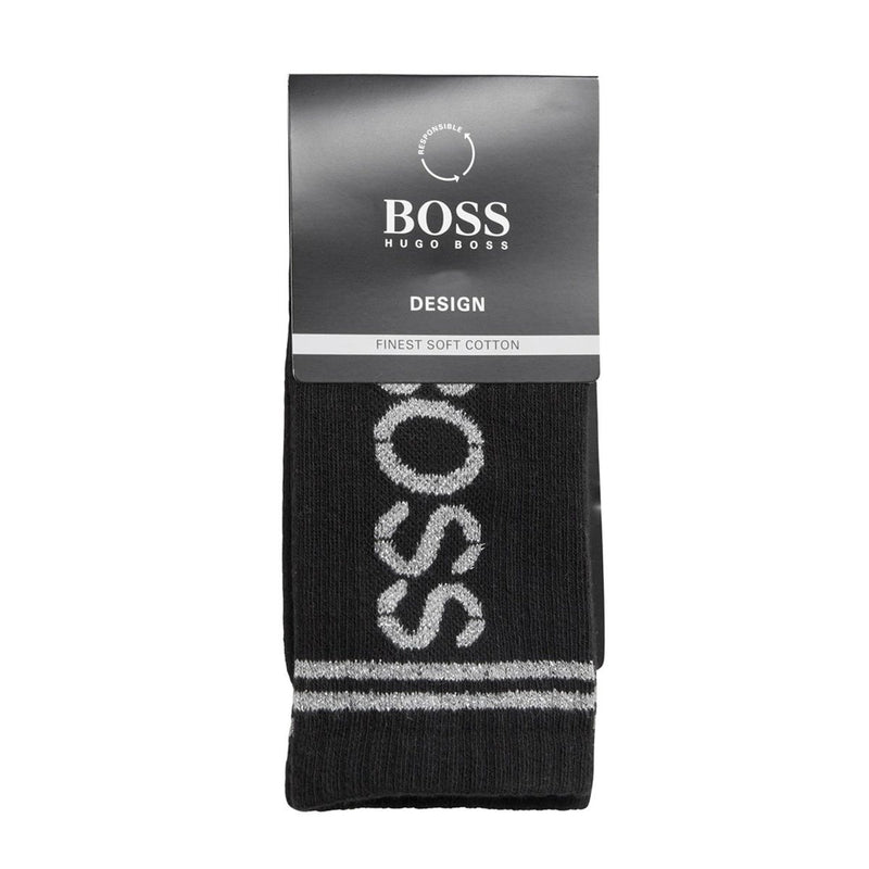 BOSS Rib Shine Logo Mens Black Socks (chaussettes noires)
