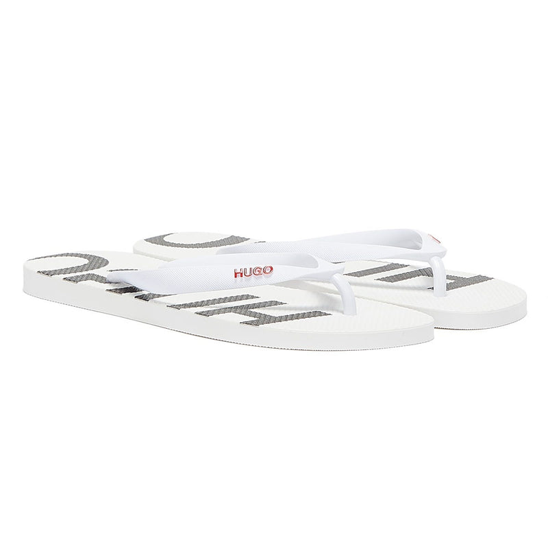 HUGO On Fire Mens White Flip Flops
