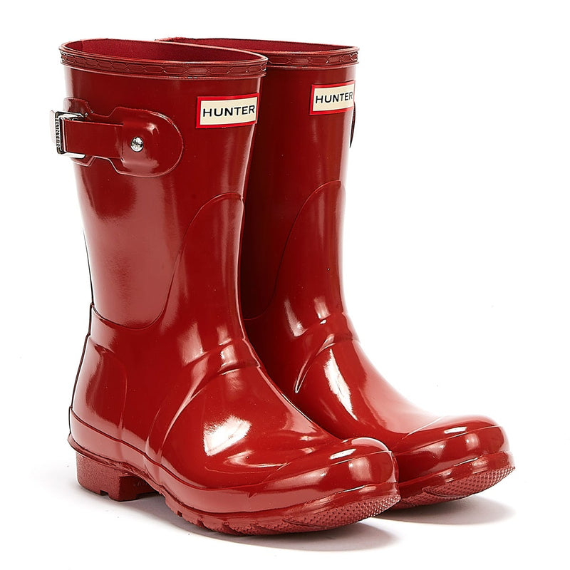 Hunter Original Gloss Short Bottes en caoutchouc rouges militaires pour femmes