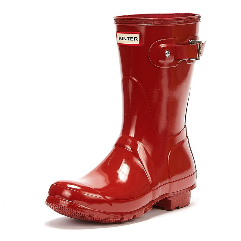 Hunter Original Gloss Short Bottes en caoutchouc rouges militaires pour femmes