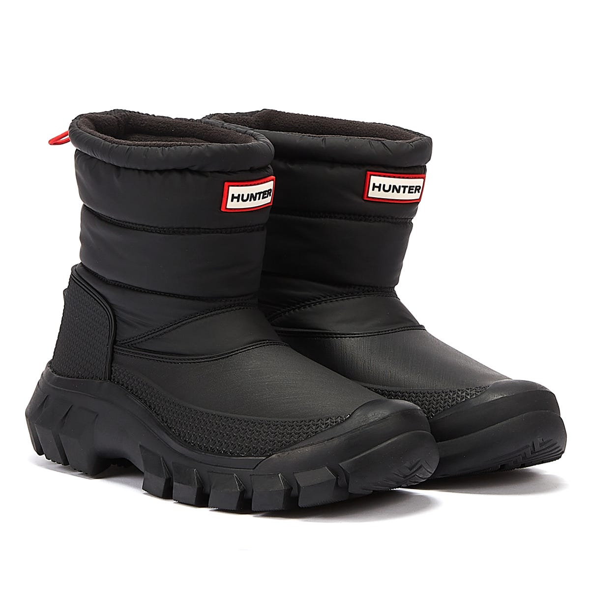 Hunter Intrepid Short Snow Womens Bottes en cuir noir