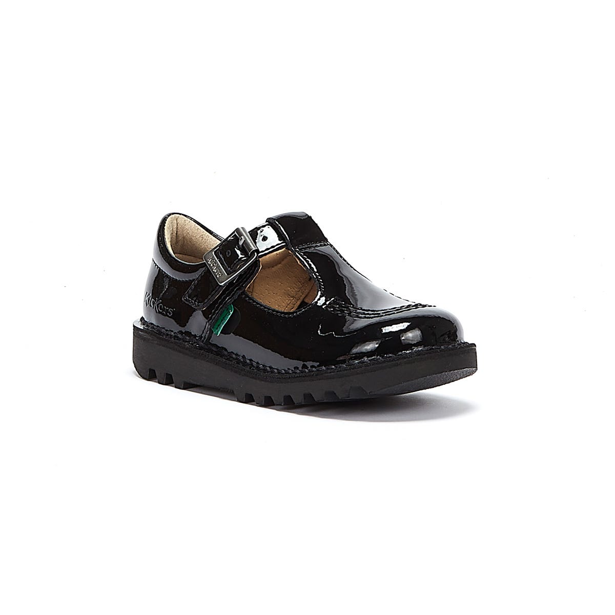 Chaussures en cuir verni Kickers Infant Black Kick T Bar