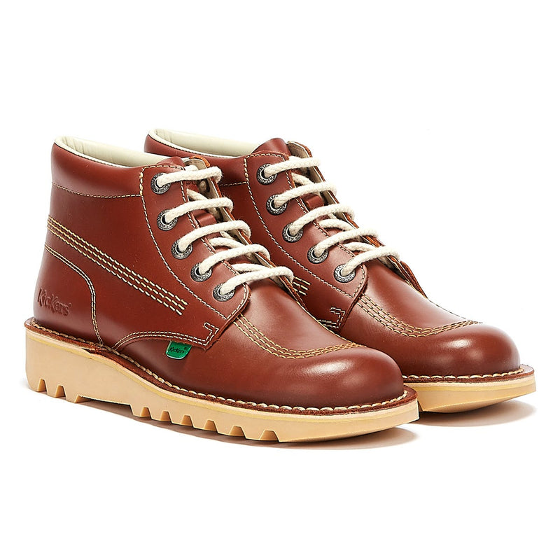 Kickers Kick Hi Bottes En Cuir Marron Clair Pour Homme