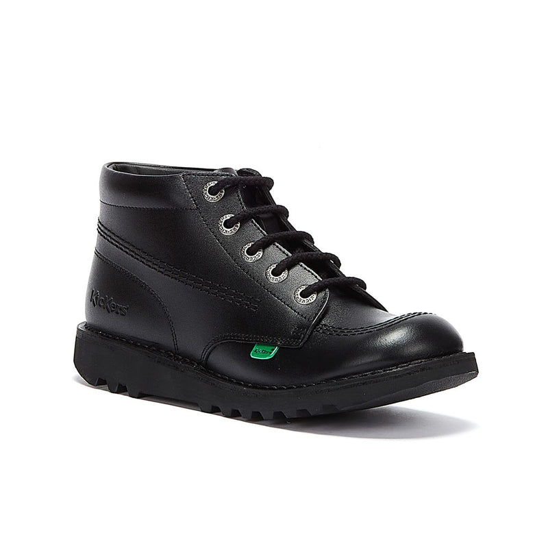 Kickers Kick Hi Bottes pour les jeunes d'école en cuir noir