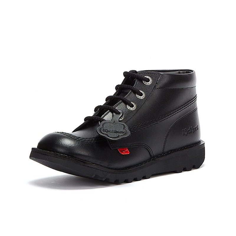 Kickers Kick Hi Bottes pour les jeunes d'école en cuir noir