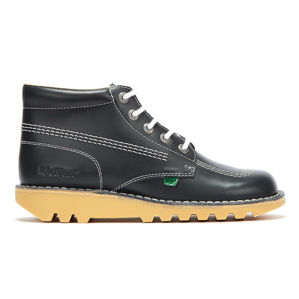 Kickers Bottes En Cuir Bleu Marine/Naturel Kick Hi Core Pour Hommes