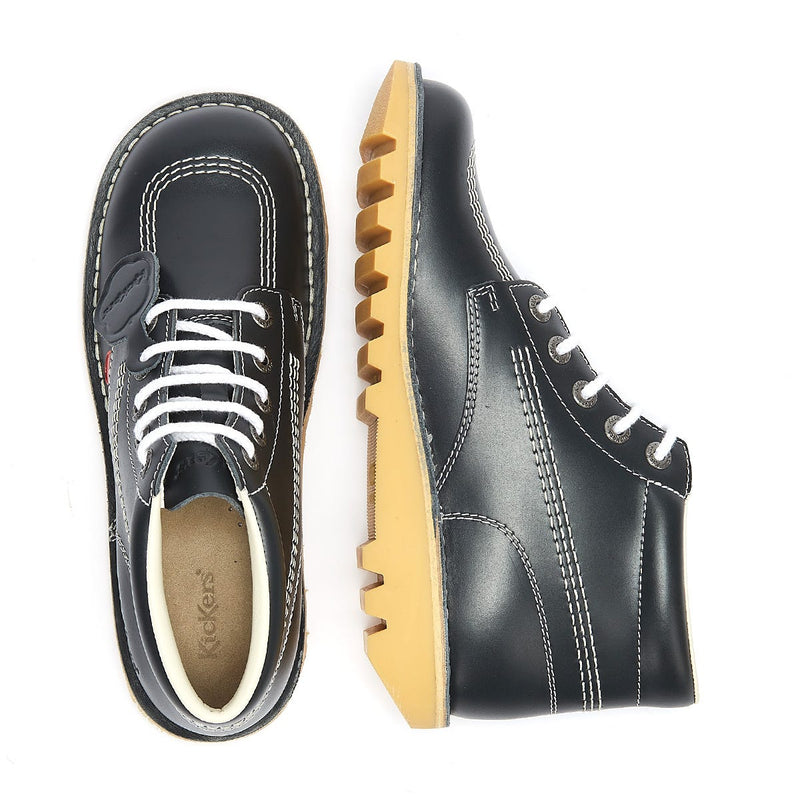 Kickers Bottes En Cuir Bleu Marine/Naturel Kick Hi Core Pour Hommes
