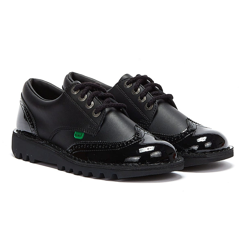 Kickers Womens Kick Lo Black Brogue Leather