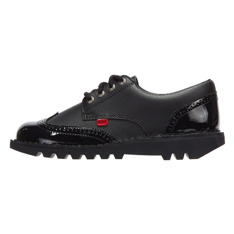 Kickers Womens Kick Lo Black Brogue Leather