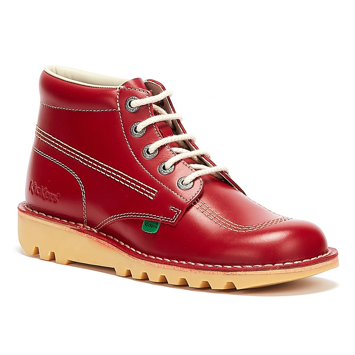 Kickers Kick Hi Bottes En Cuir Rouge Pour Homme