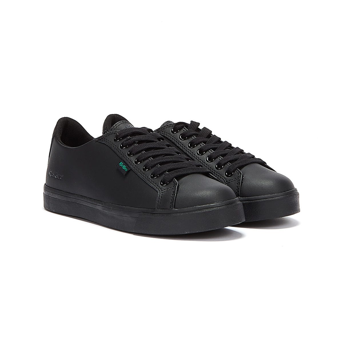 Kickers Youth Noir Cuir Tovni Lacer Trainers