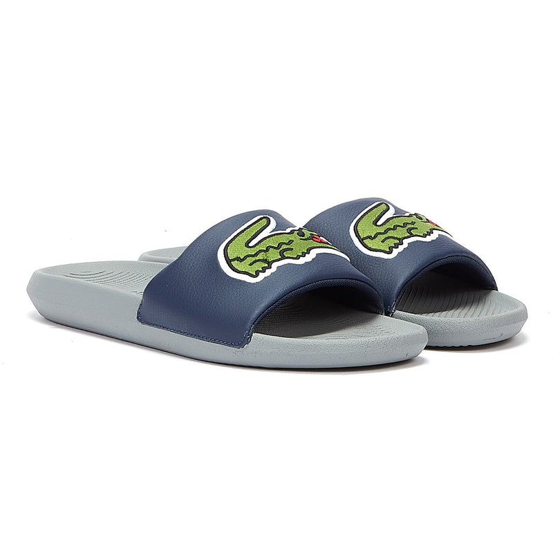 Lacoste Croco 1201 1 Mens Grey / Navy Slides