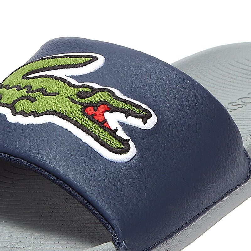Lacoste Croco 1201 1 Mens Grey / Navy Slides