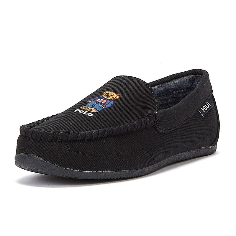 Ralph Lauren Declan Twill Bear Mens Black Slippers