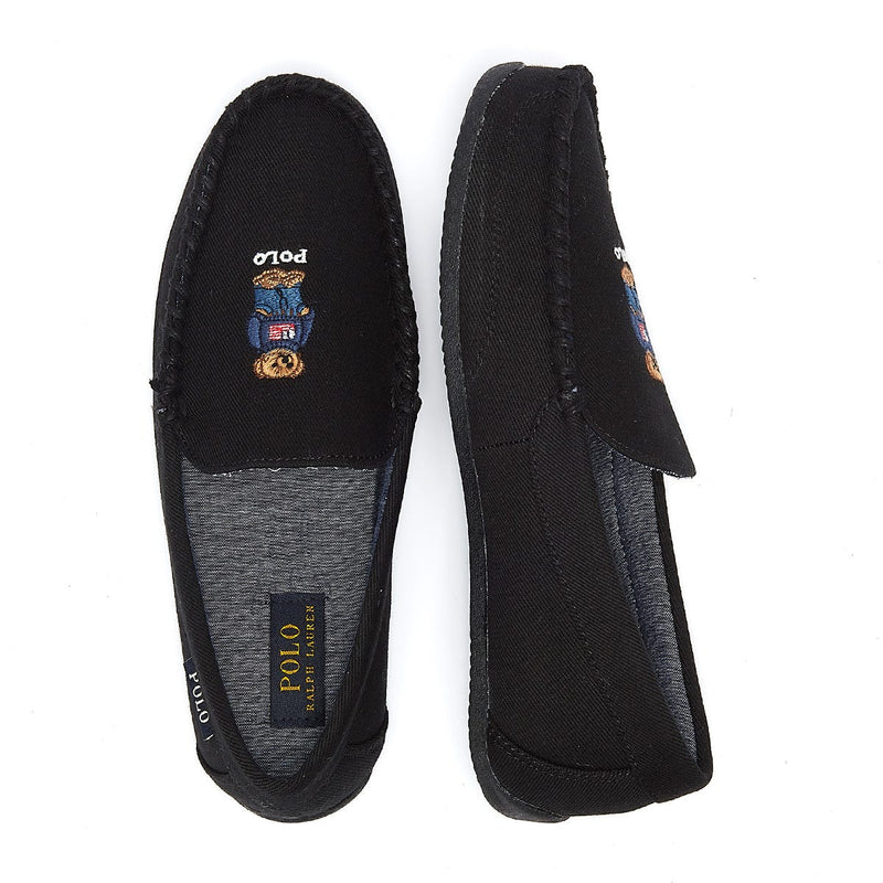 Ralph Lauren Declan Twill Bear Mens Black Slippers