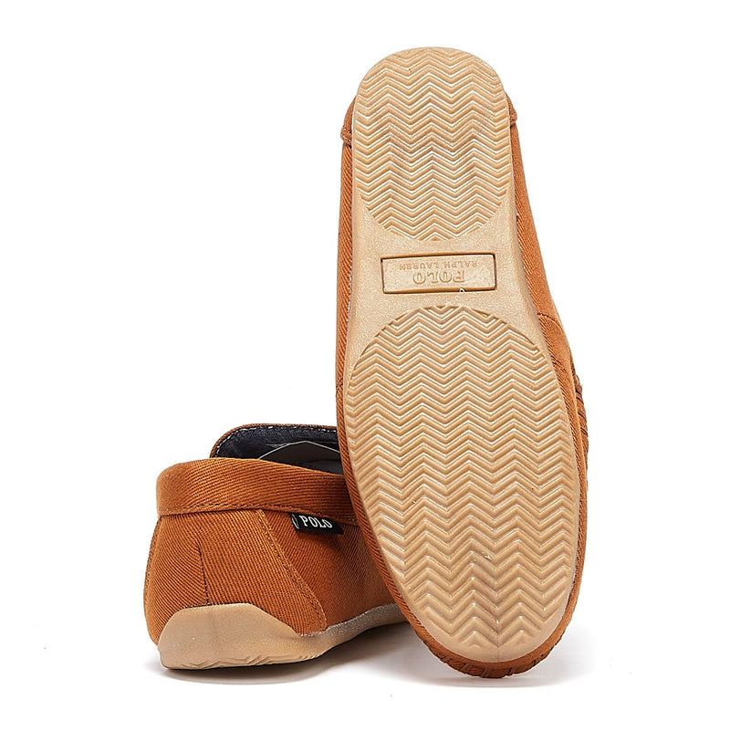 Ralph Lauren Declan Twill Bear Mens Tan Slippers
