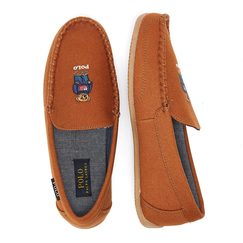 Ralph Lauren Declan Twill Bear Mens Tan Slippers