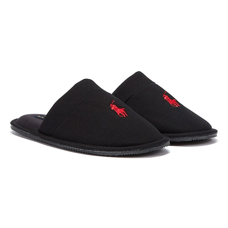 Ralph Lauren Klarence Cotton Mens Black / Red Slippers