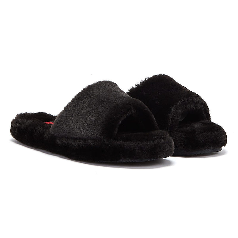Ralph Lauren Fur Slide Womens Black Slippers