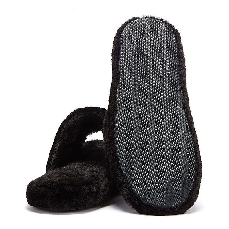 Ralph Lauren Fur Slide Womens Black Slippers