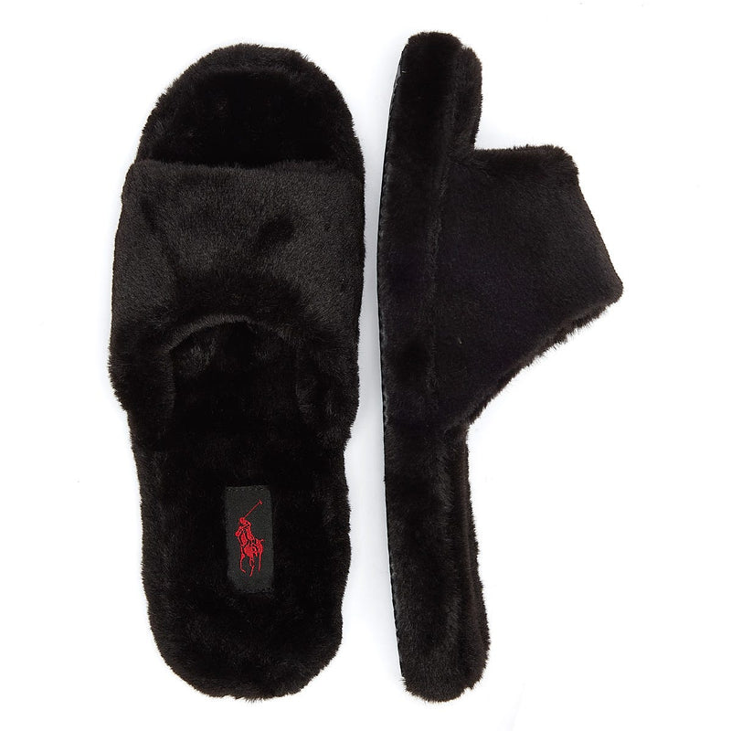 Ralph Lauren Fur Slide Womens Black Slippers