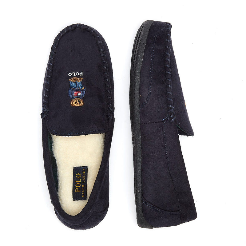 Ralph Lauren Declan Bear Mens Navy Slippers