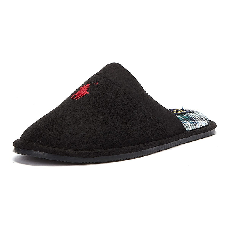 Ralph Lauren Kalrence Microsuede Mens Black Slippers
