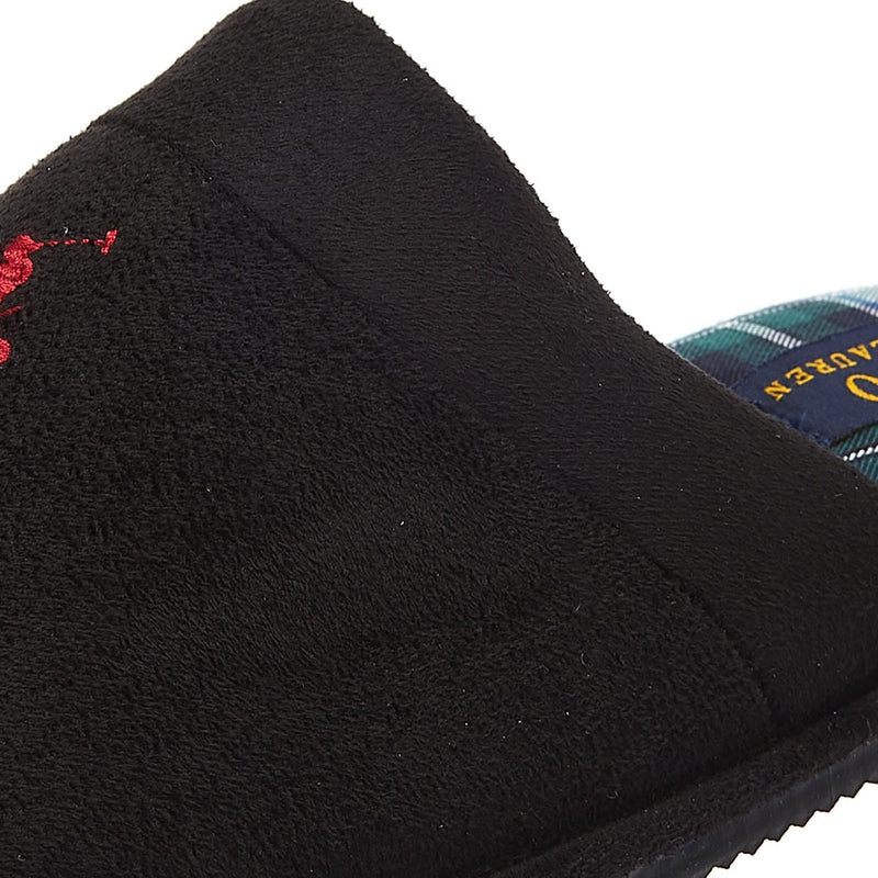 Ralph Lauren Kalrence Microsuede Mens Black Slippers