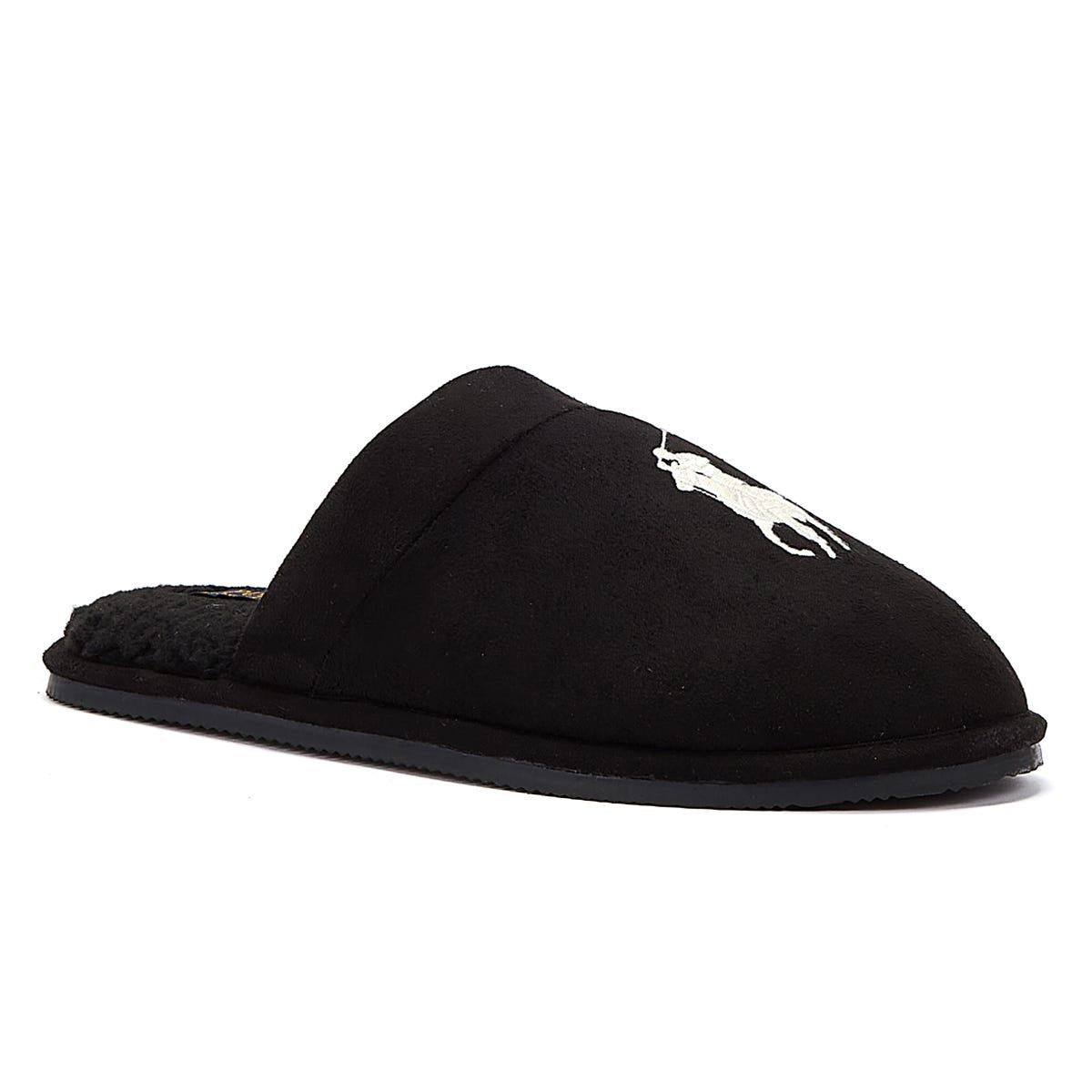 Ralph Lauren Klarence Big PP Mens Black/Cream Slippers