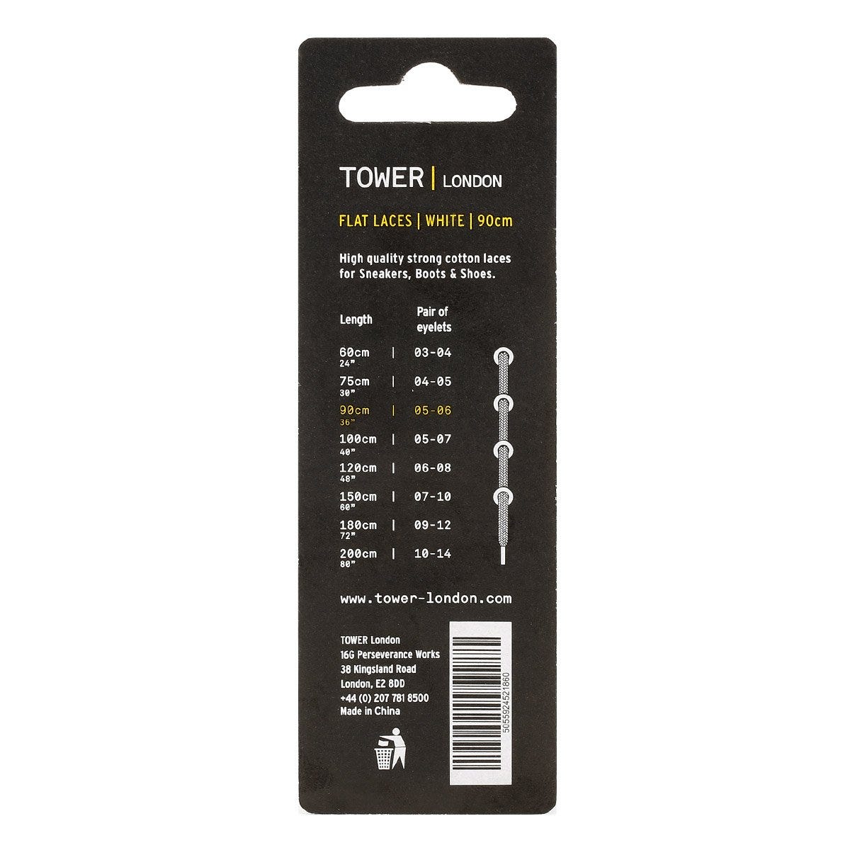 Tower London Lacets plats blancs (90cm)