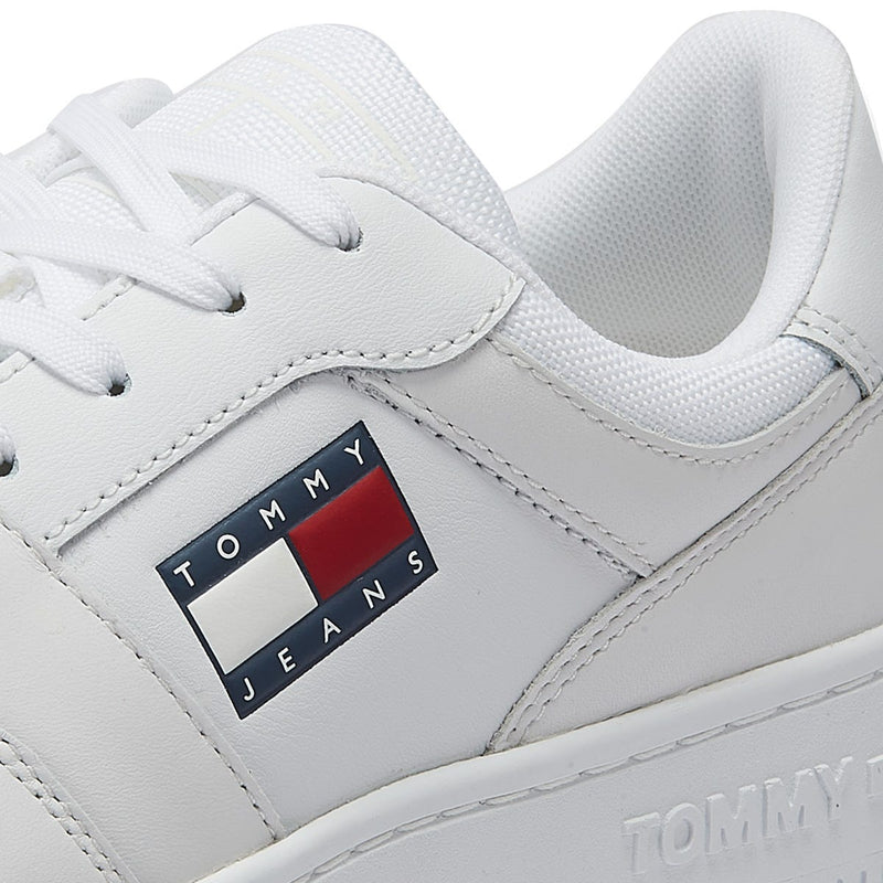 Tommy Hilfiger Jeans Retro Basket Sneakers En Cuir Blanc Pour Femmes