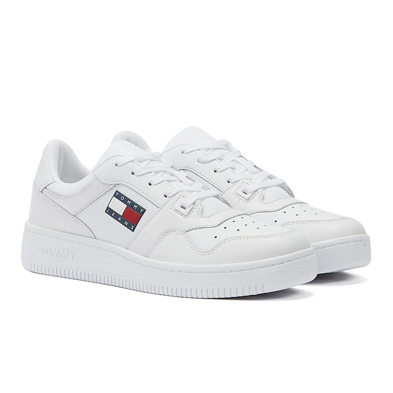 Tommy Hilfiger Jeans Retro Basket Sneakers En Cuir Blanc Pour Femmes