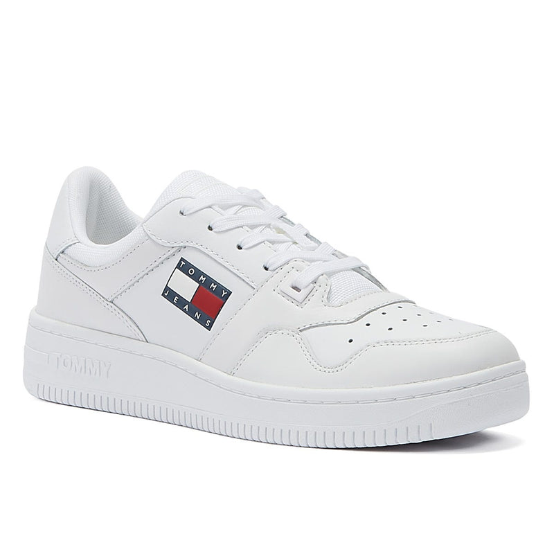 Tommy Hilfiger Jeans Retro Basket Sneakers En Cuir Blanc Pour Femmes