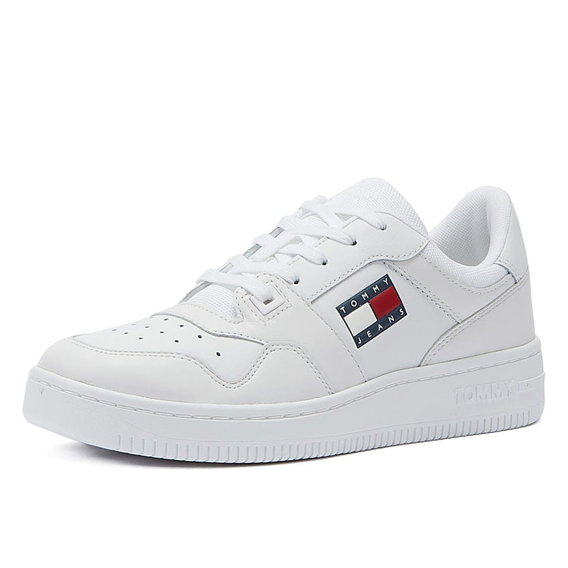 Tommy Hilfiger Jeans Retro Basket Sneakers En Cuir Blanc Pour Femmes