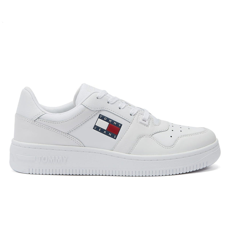 Tommy Hilfiger Jeans Retro Basket Sneakers En Cuir Blanc Pour Femmes