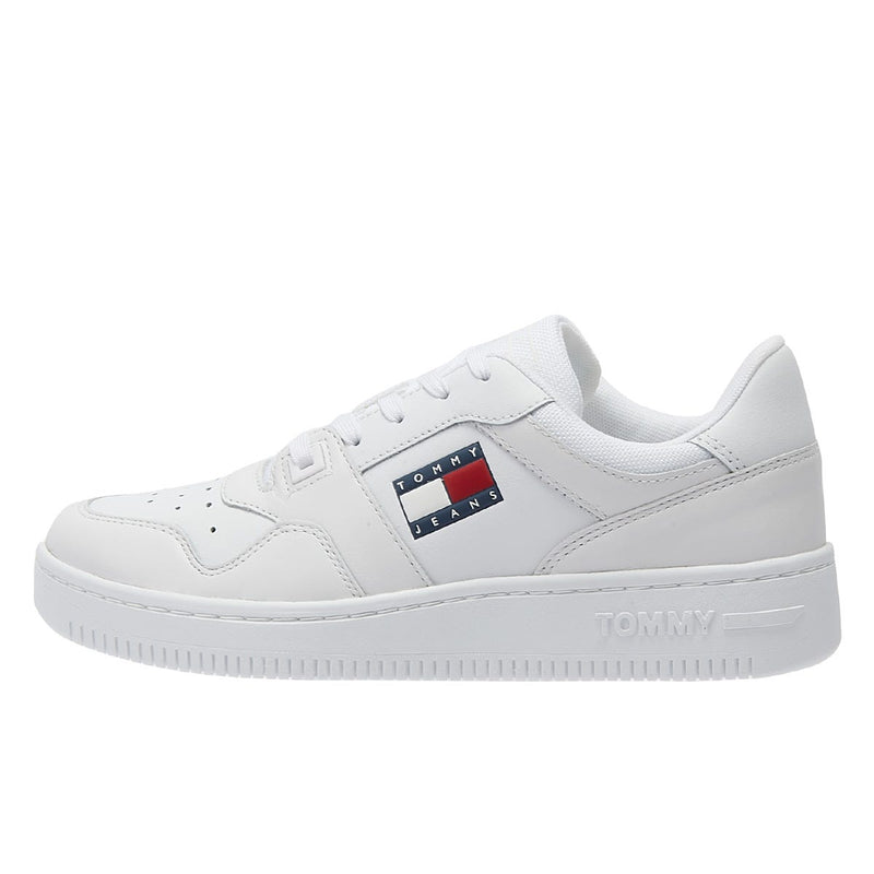 Tommy Hilfiger Jeans Retro Basket Sneakers En Cuir Blanc Pour Femmes