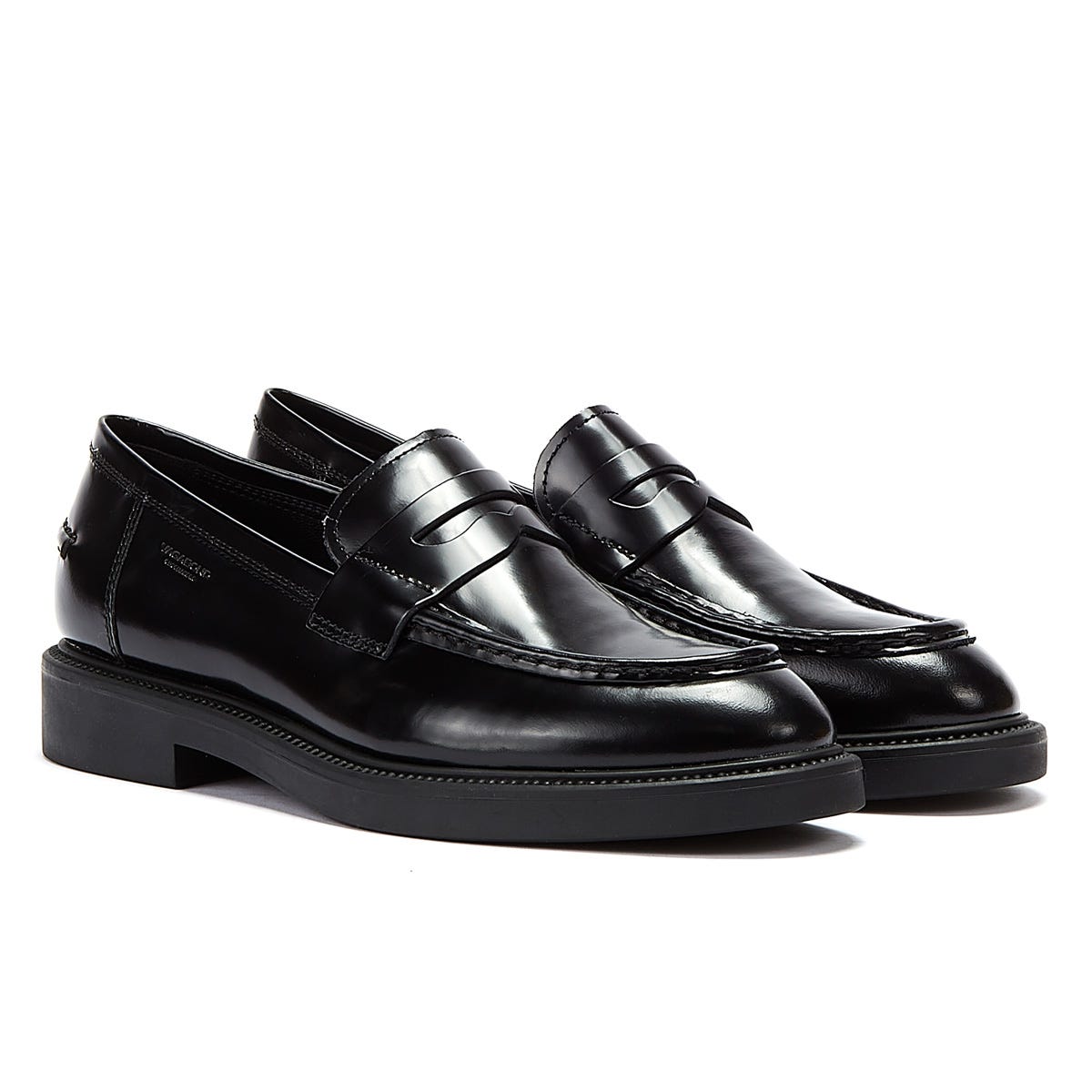 Vagabond Alex Polished Leather Womens Black Loafers (Mocassins en cuir poli)